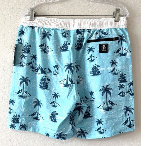 Haggard Pirate Light Blue Paradise Volleyball Shorts Men’s Size 34 - Picture 5 of 6